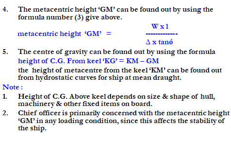 inclining experiment vessel