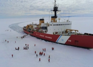 USCG CUTTER POLAR STAR DEPARTS ANTARCTICA MARKING 49 YEARS OF OPERATIONS