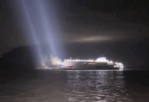 PASSENGERS BEING EVACUATED AFTER KOREAN FERRY RUNS AGROUND