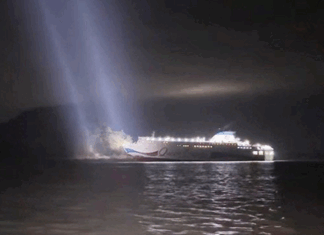 PASSENGERS BEING EVACUATED AFTER KOREAN FERRY RUNS AGROUND