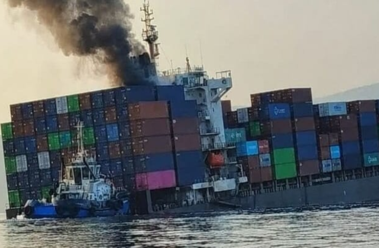 IRAN CLAIMS CONTAINERSHIP HIT MINE AND SANK IN STRAIT OF HORMUZ